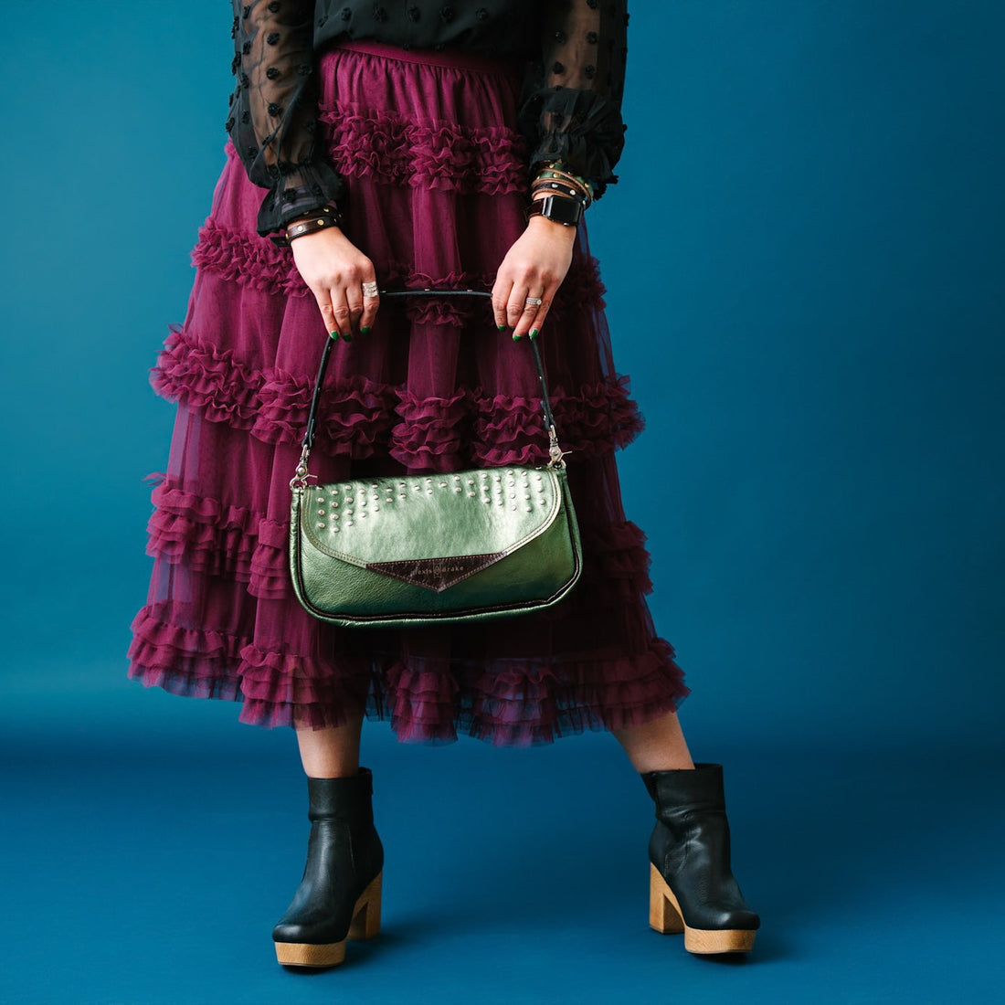 Midnight in Paris Collection | Adri Shoulder Tote | Emerald