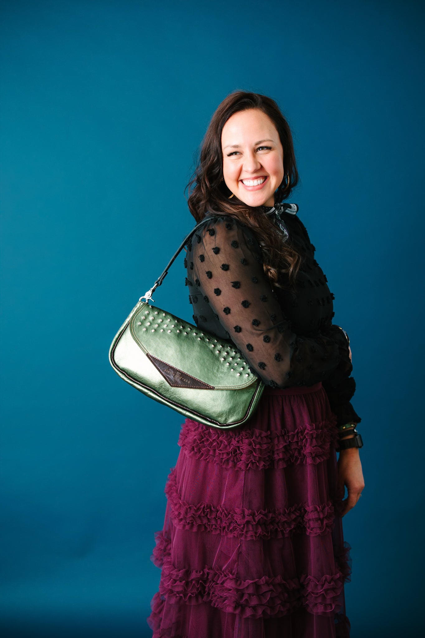 Midnight in Paris Collection | Adri Shoulder Tote | Emerald