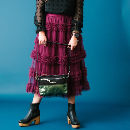 Midnight in Paris Collection | Sophie Crossbody | Noir Suede + Emerald