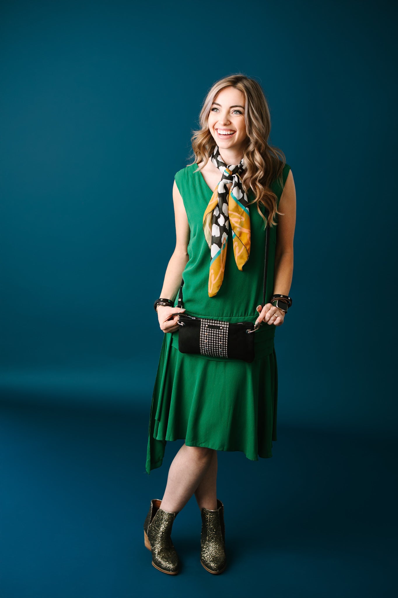 Midnight in Paris Collection | Belt Bag Clutch + Crossbody | Noir Suede + Houndstooth