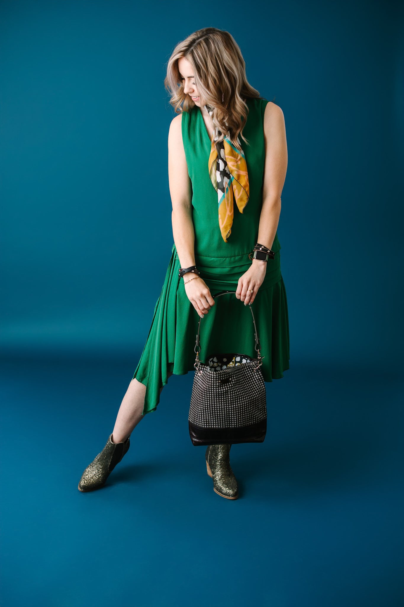 Midnight in Paris Collection | Tivoli Shoulder Tote | Houndstooth Hair-on-Hide + Chocolate Truffle