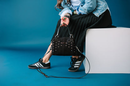 Midnight in Paris Collection | Dolly Satchel + Crossbody | Noir Suede