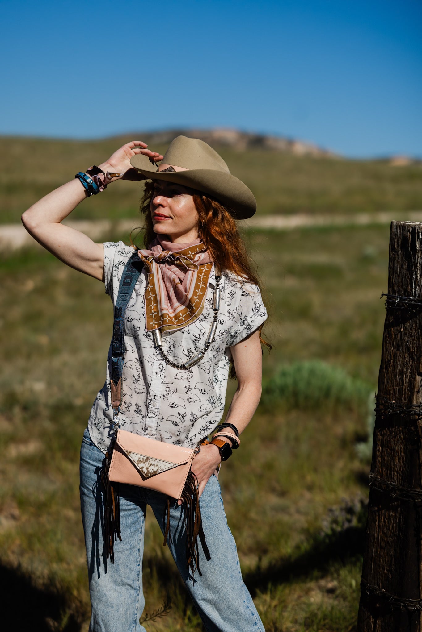 Vintage Cowgirl Collection | Envelope Cellphone Crossbody | Pink Patent + Rocky
