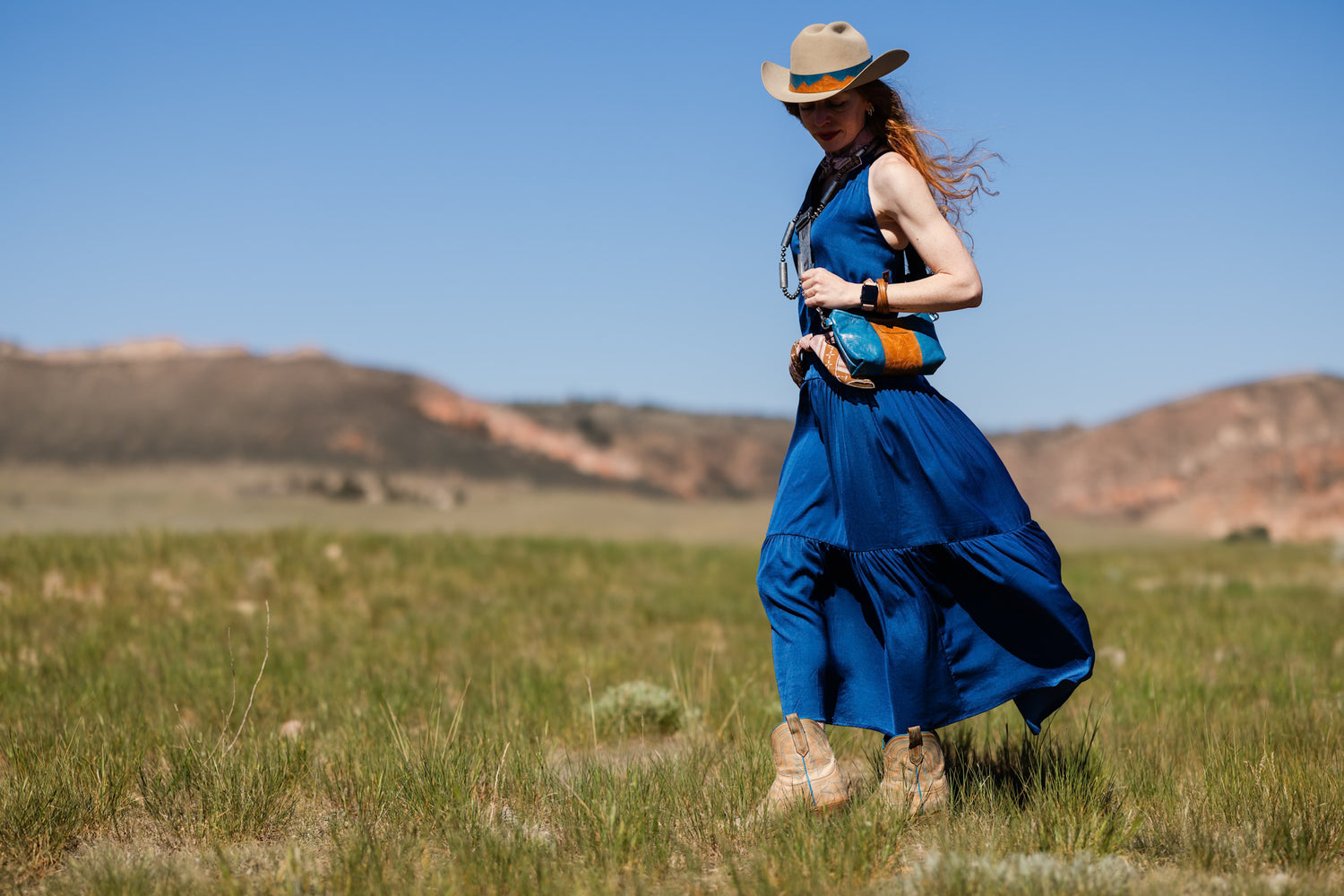 Vintage Cowgirl Collection | Penelope Crossbody | Denim + Golden Rose Embossed