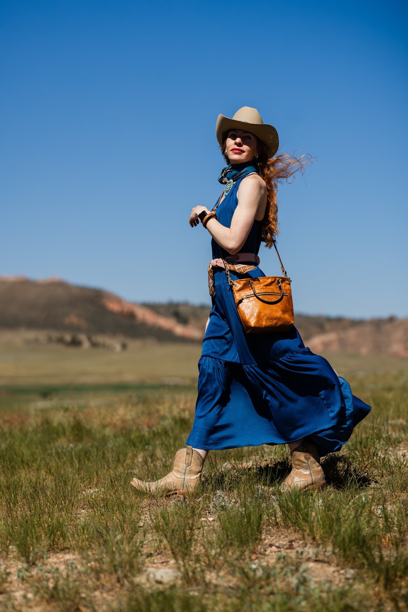 Vintage Cowgirl Collection | Amika Satchel + Crossbody | Golden Rose Embossed