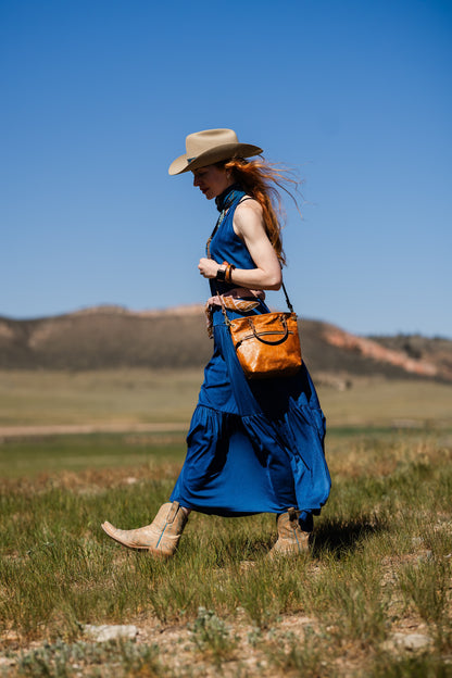 Vintage Cowgirl Collection | Amika Satchel + Crossbody | Golden Rose Embossed