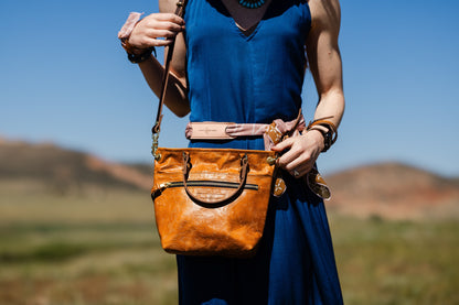 Vintage Cowgirl Collection | Amika Satchel + Crossbody | Golden Rose Embossed