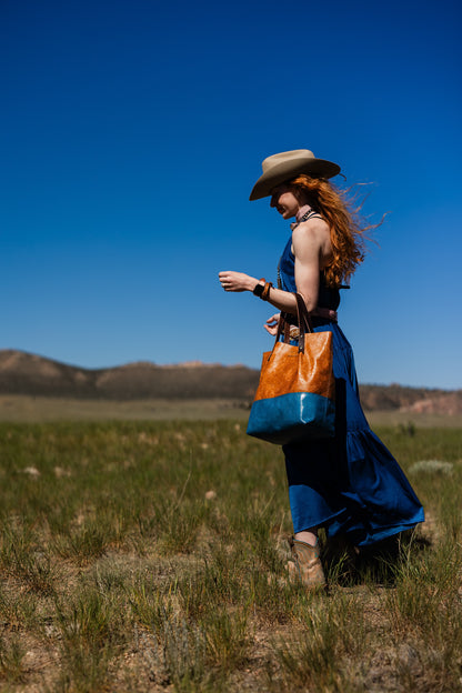 Vintage Cowgirl Collection | Market Tote | Golden Rose Embossed