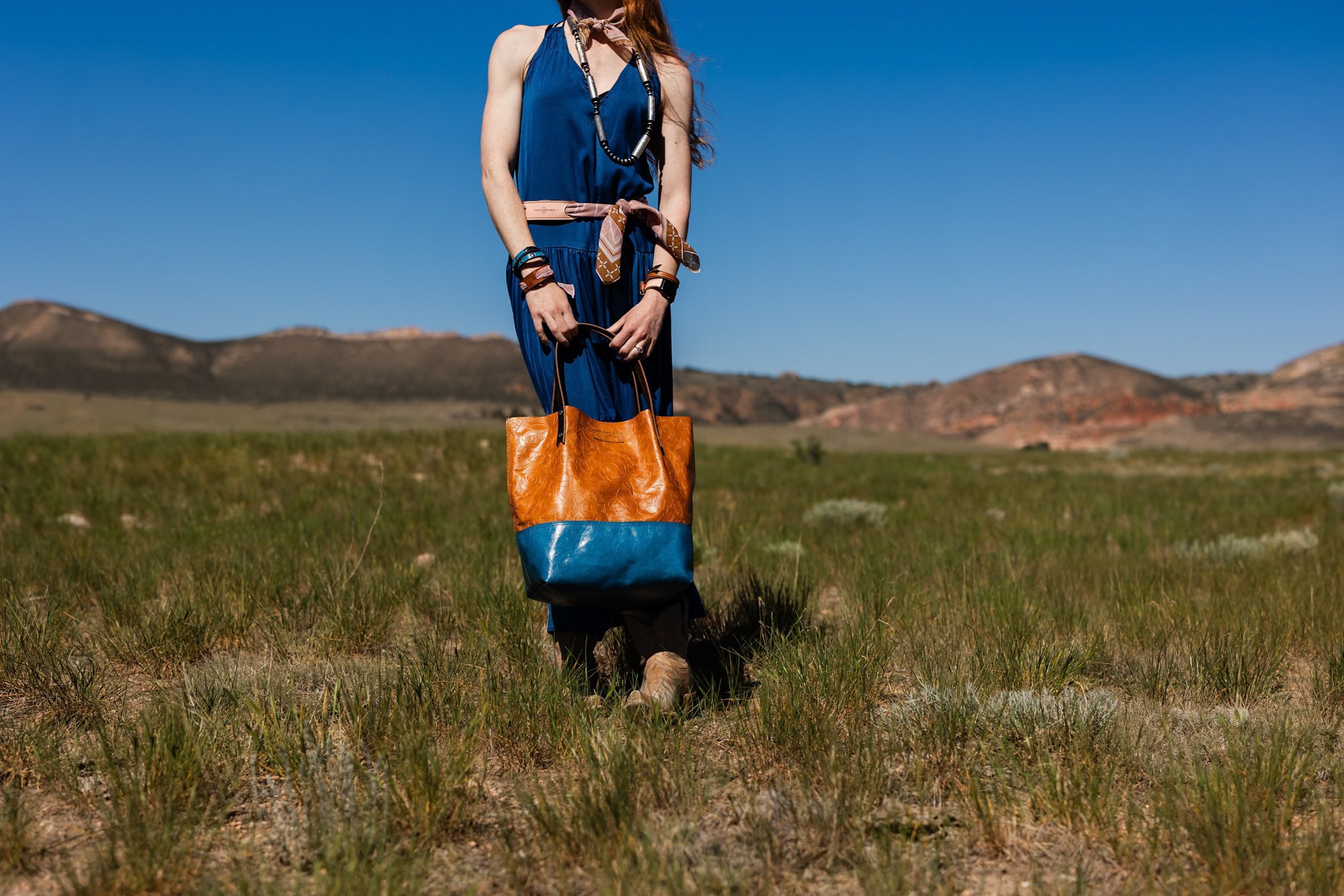 Vintage Cowgirl Collection | Market Tote | Golden Rose Embossed