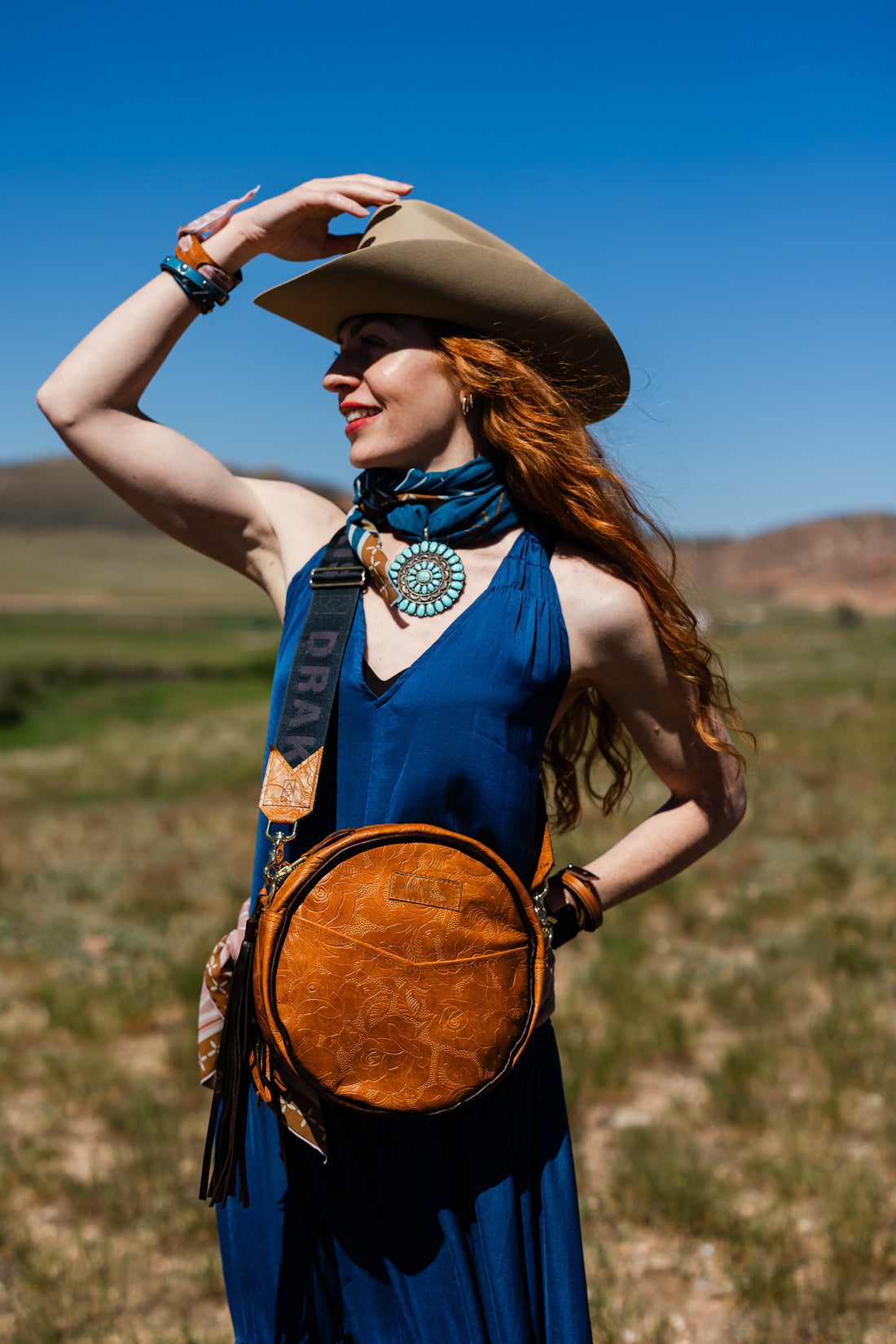 Vintage Cowgirl Collection | Flicka Crossbody | Golden Rose Embossed + Rocky