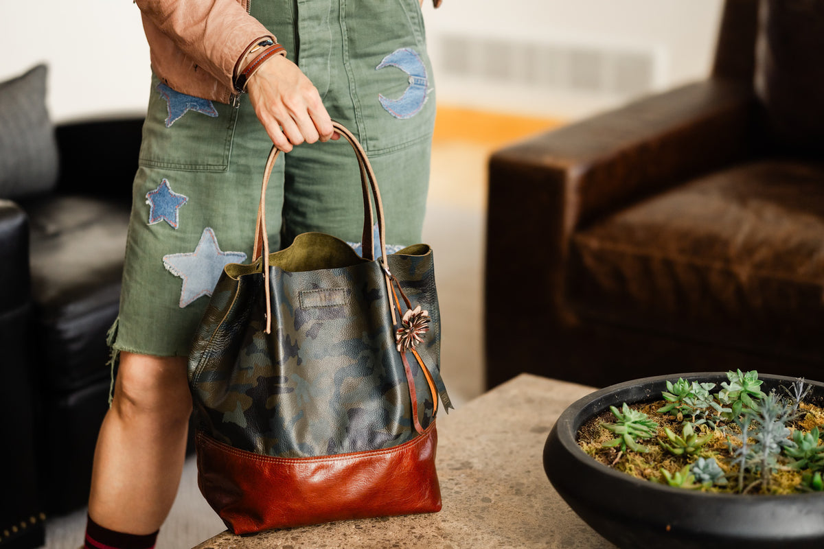Open Range Collection | Market Tote | Camo + Rust