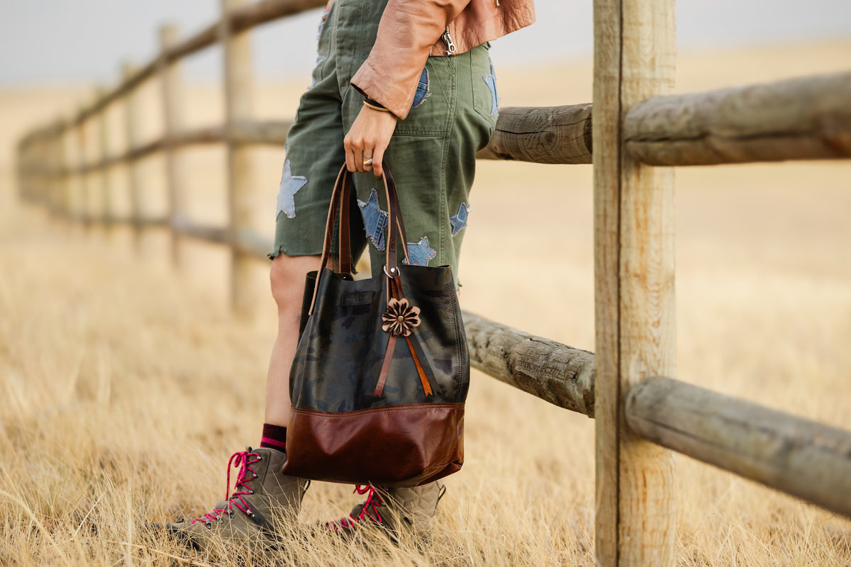 Open Range Collection | Market Tote | Camo + Rust