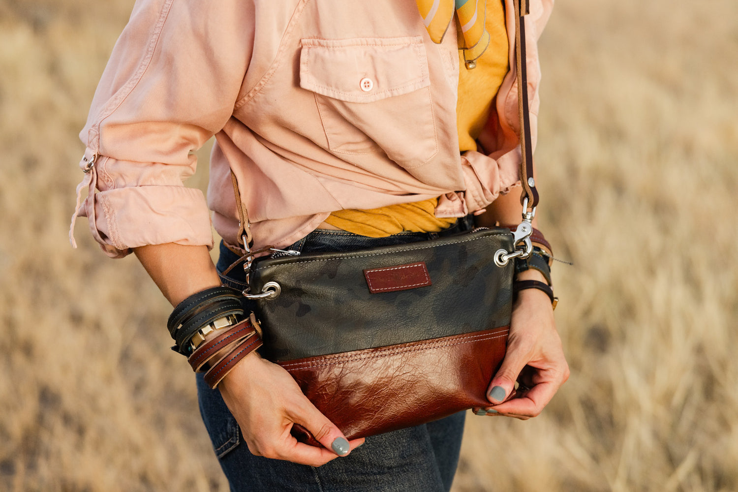 Open Range Collection | Tourist Crossbody | Camo + Rust