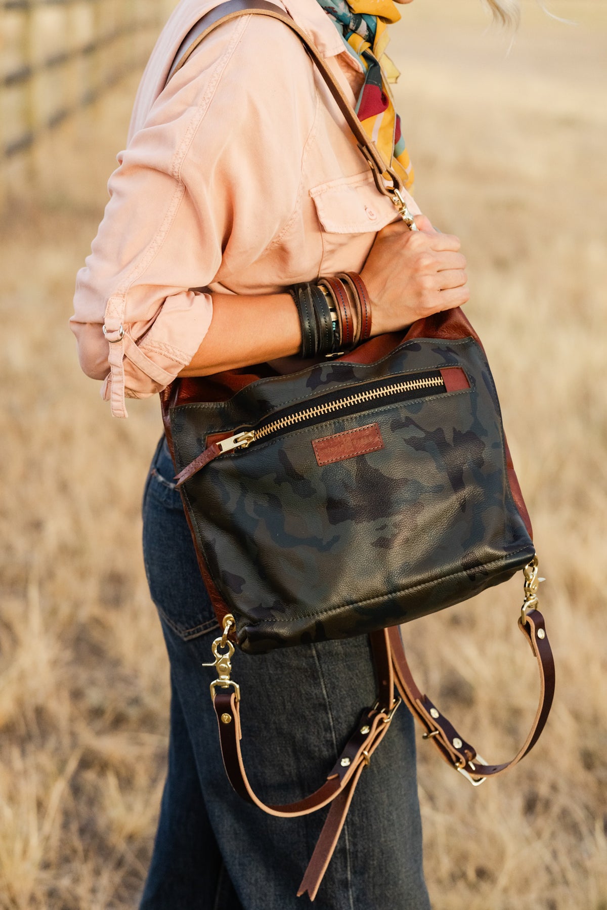 Open Range Collection | Backpack Shoulder Tote | Rust + Camo