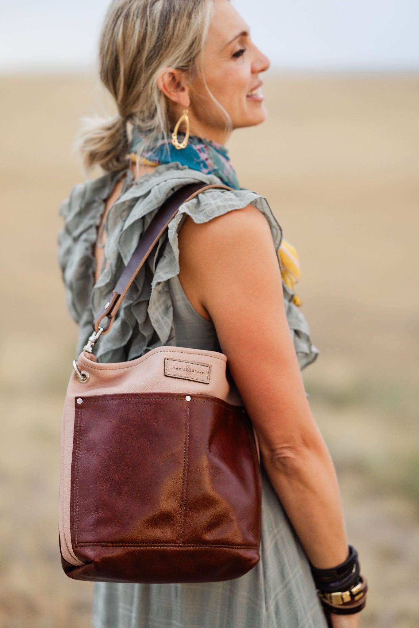 Open Range Collection | Tivoli Shoulder Tote | Dusty Rose + Rust