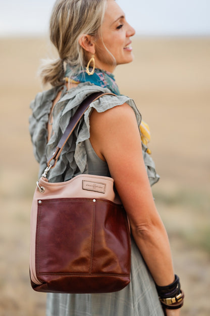 Open Range Collection | Tivoli Shoulder Tote | Dusty Rose + Rust