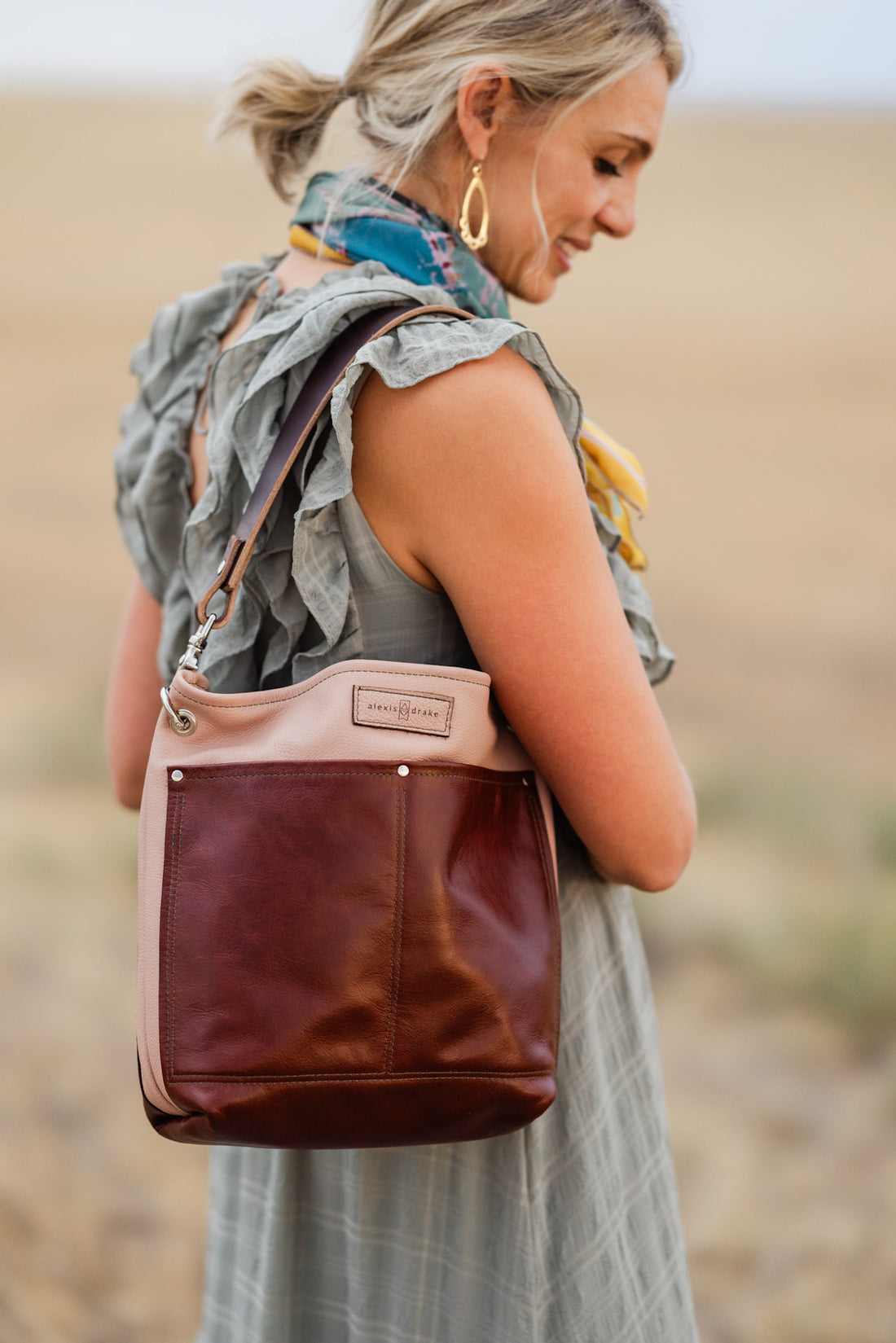 Open Range Collection | Tivoli Shoulder Tote | Dusty Rose + Rust