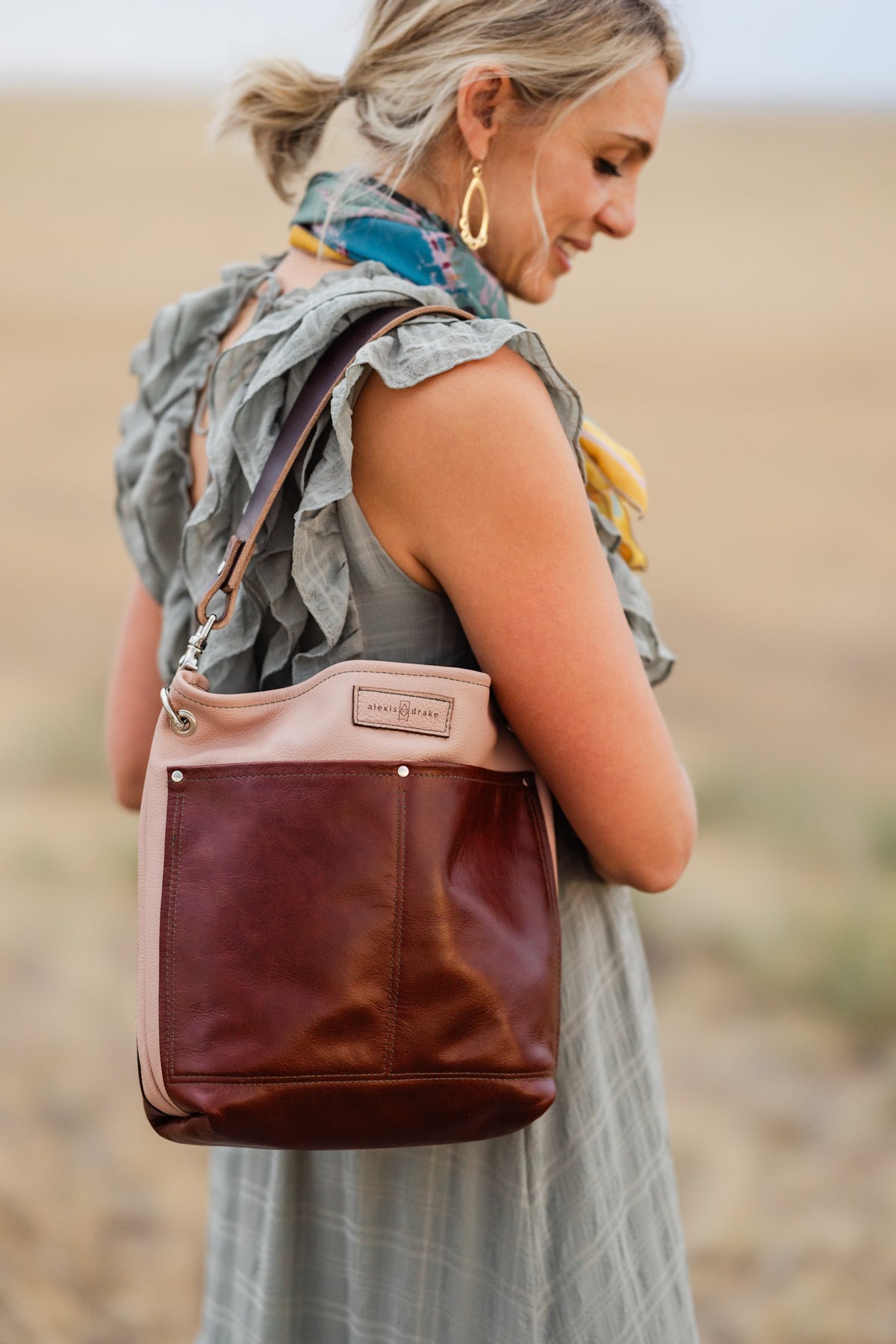Open Range Collection | Tivoli Shoulder Tote | Dusty Rose + Rust