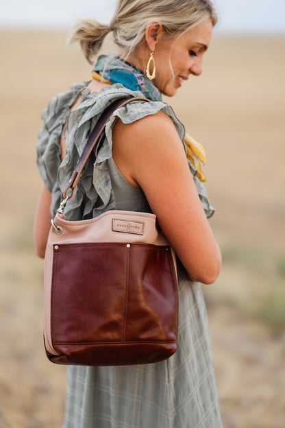 Open Range Collection | Tivoli Shoulder Tote | Dusty Rose + Rust