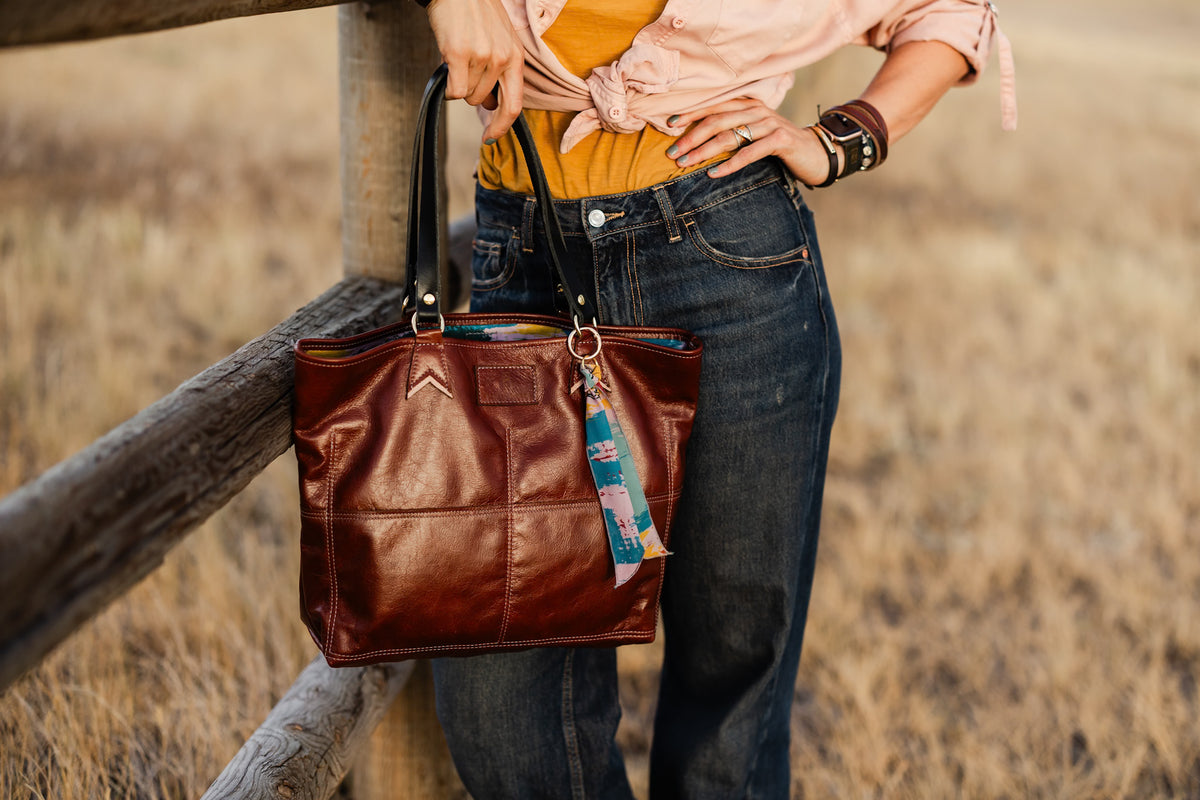 Open Range Collection | 9 to 5 Shoulder Tote | Rust