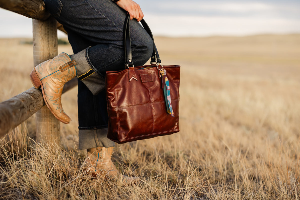 Open Range Collection | 9 to 5 Shoulder Tote | Rust