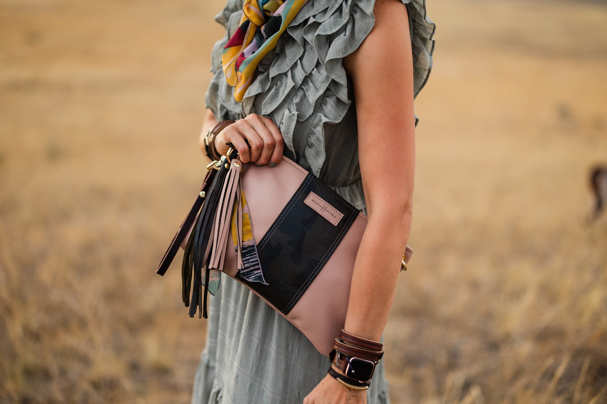 Open Range Collection | Jackie Wristlet + Crossbody | Dusty Rose + Camo