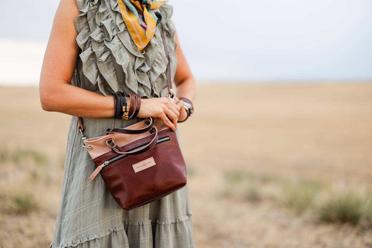 Open Range Collection | Amika Satchel + Crossbody | Dusty Rose + Rust