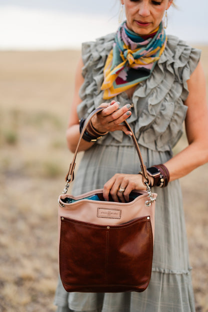 Open Range Collection | Tivoli Shoulder Tote | Dusty Rose + Rust