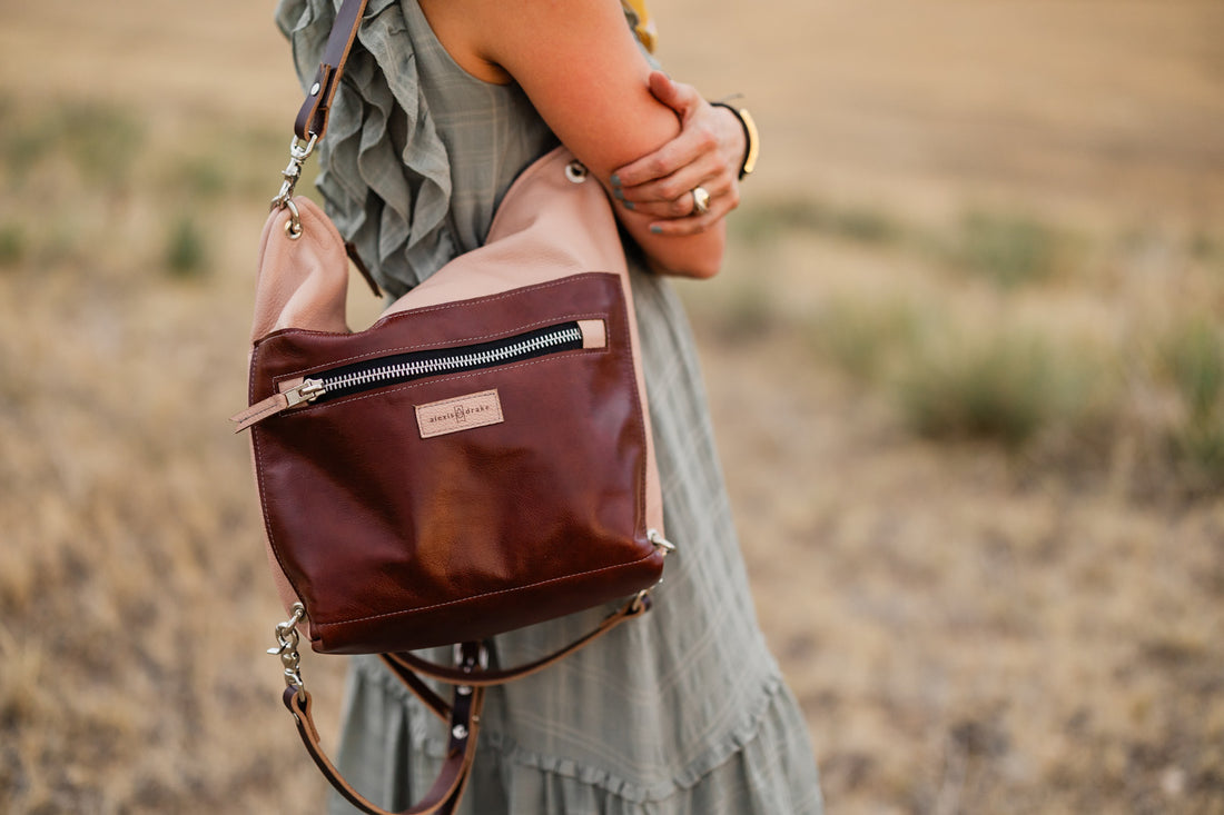 Open Range Collection | Backpack Shoulder Tote | Dusty Rose + Rust