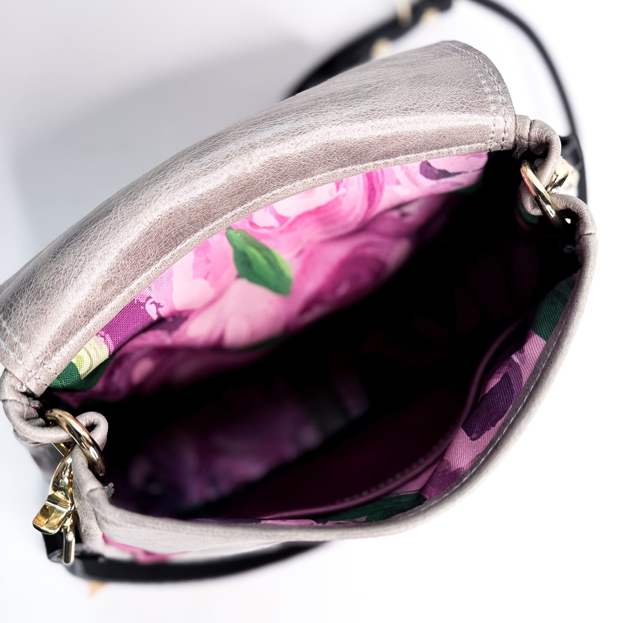 Wild Bloom Collection | Mini E Crossbody | Fog + Orchid