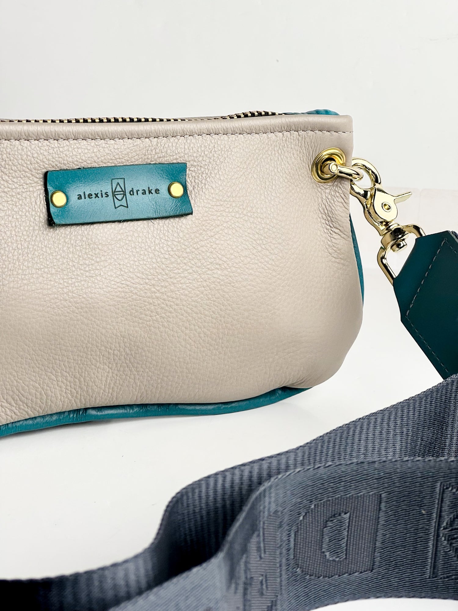 Relaxed Riviera Collection | Belt Bag Clutch + Crossbody | Linen Gray + Blue Lagoon