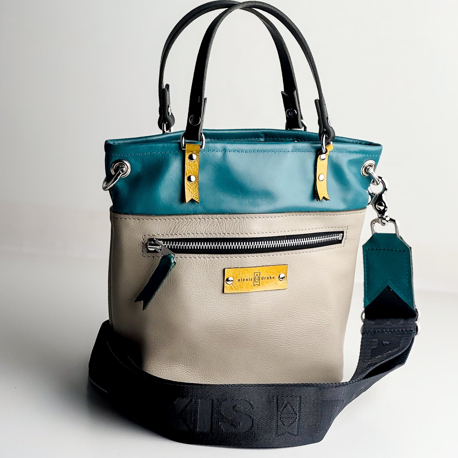 Relaxed Riviera Collection | Amika Satchel + Crossbody | Lagoon Blue + Linen Gray