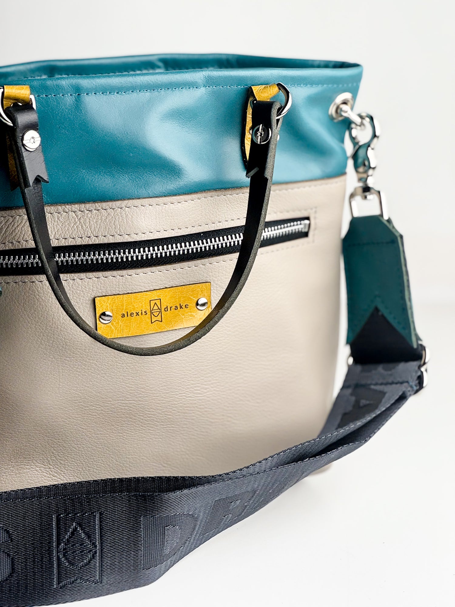 Relaxed Riviera Collection | Amika Satchel + Crossbody | Lagoon Blue + Linen Gray