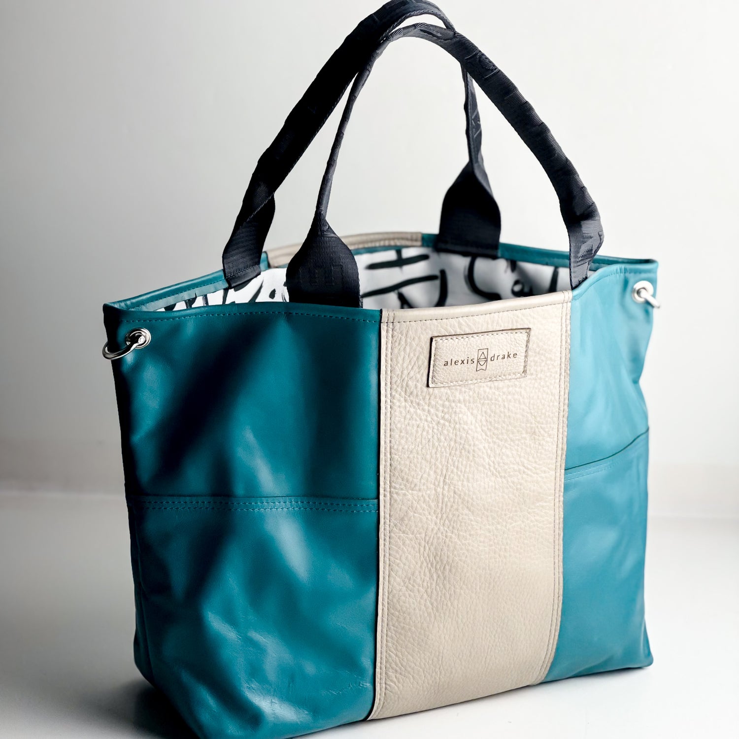 Relaxed Riviera Collection | Charlotte Shoulder Tote | Lagoon Blue + Linen Gray