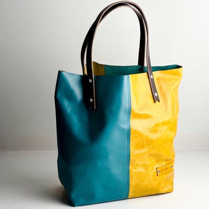 Relaxed Riviera Collection | Market Tote |  Lagoon Blue + Sunrise Yellow