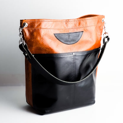 Everyday Collection | Train Shoulder Tote | Black + Whiskey