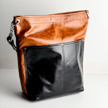 Everyday Collection | Train Shoulder Tote | Black + Whiskey