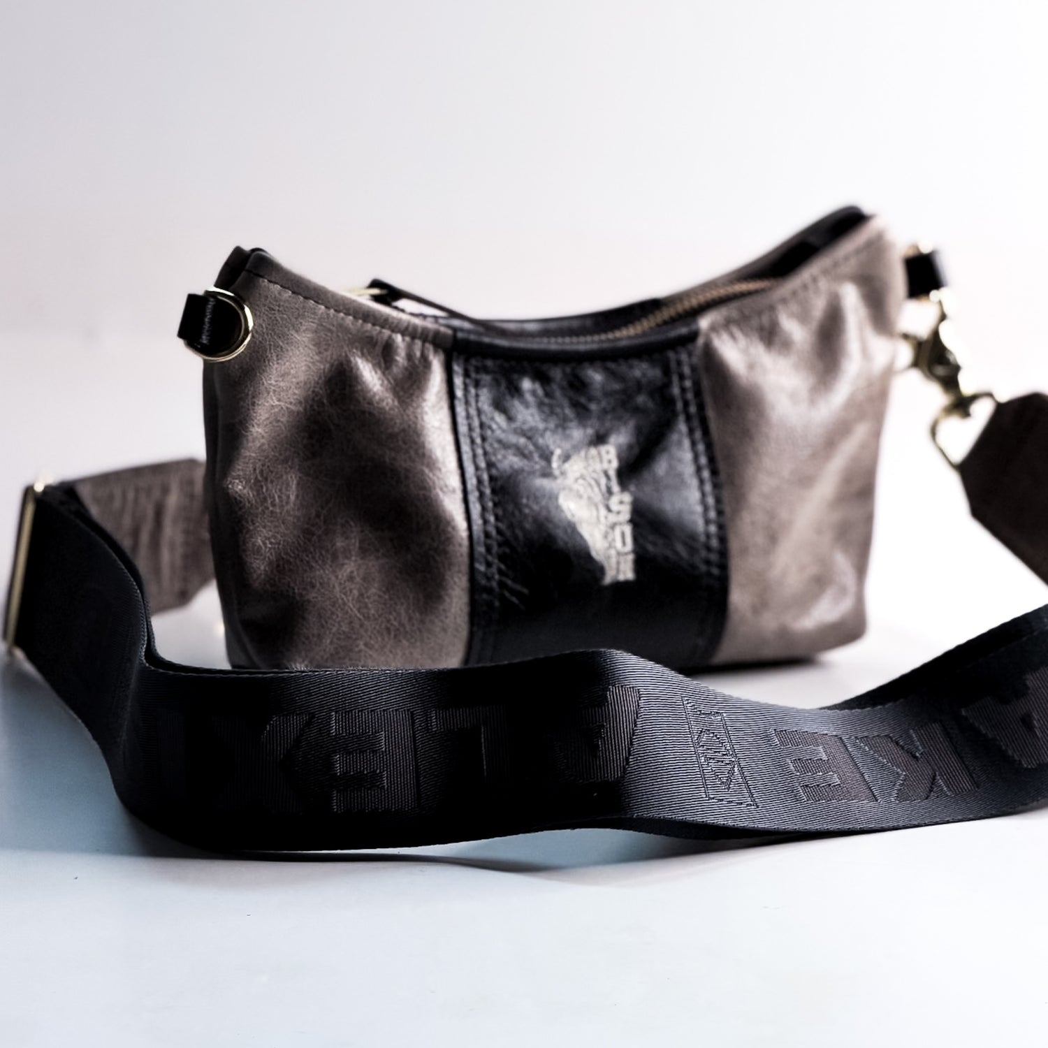 Made To Order | Bison Collection | Penelope Crossbody | Gray + Black