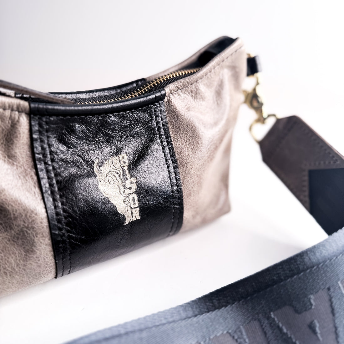 Made To Order | Bison Collection | Penelope Crossbody | Gray + Black