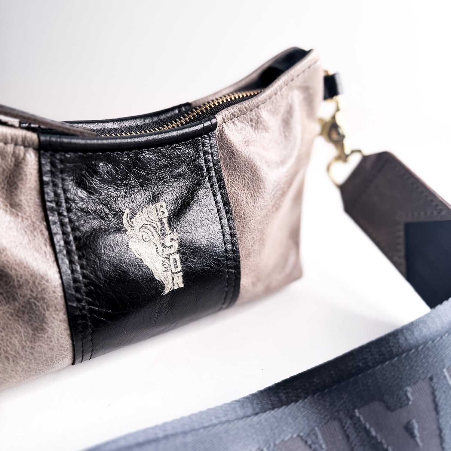 Made To Order | Bison Collection | Penelope Crossbody | Gray + Black