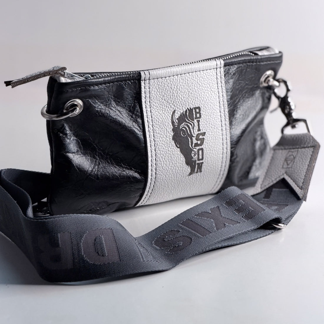 Made To Order | Bison Collection | Belt Bag Crossbody | Black + White Pebble