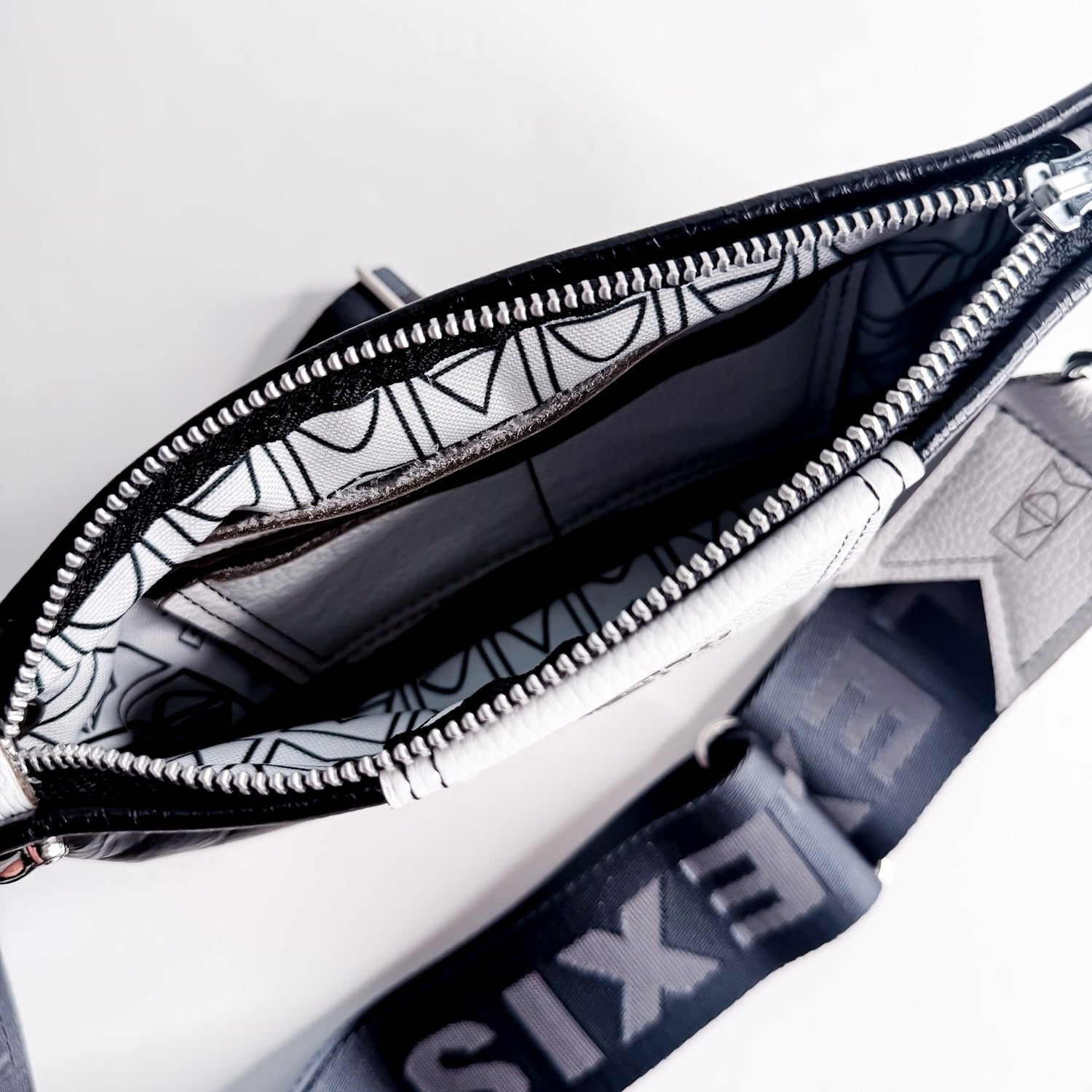 Made To Order | Bison Collection | Belt Bag Crossbody | Black + White Pebble