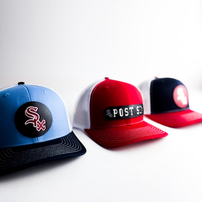 Post Six Game Day | Trucker Hat | Circle Six | Navy + Ruby