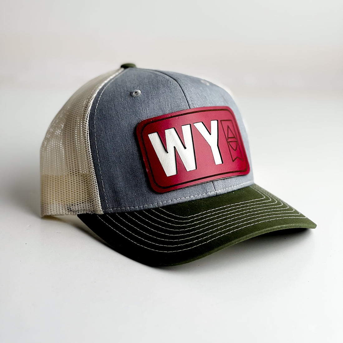 WY Trucker Hat | Olive + Pink