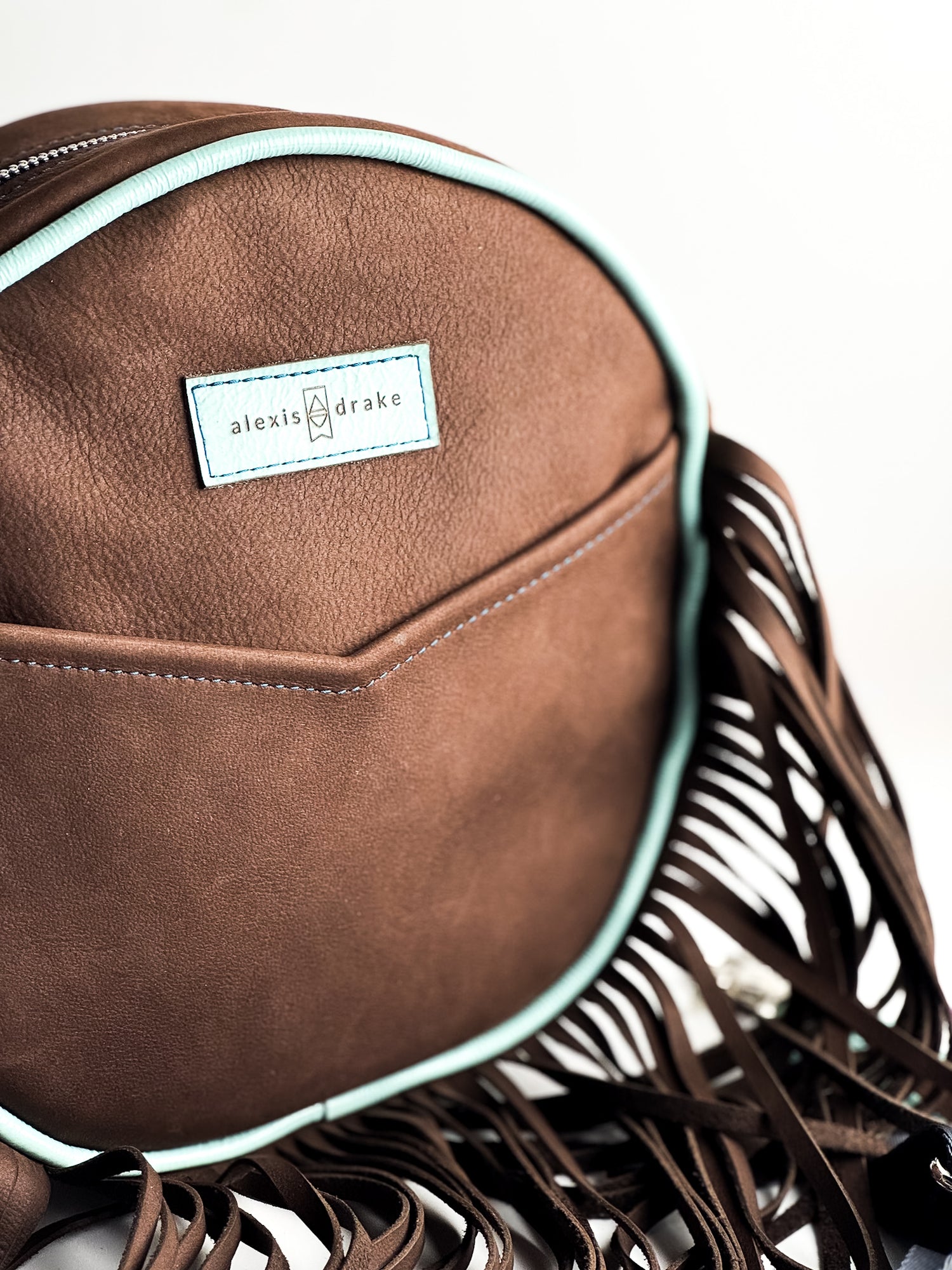 Autumn Reverie Collection | Flicka Crossbody | Mocha Suede + Ice Box Blue