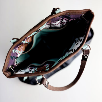 Autumn Reverie Collection | Amika Satchel + Crossbody | Mocha Suede + Ice Box Blue