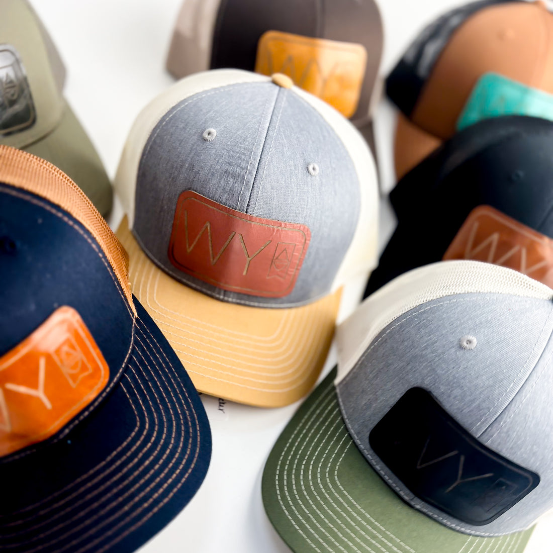 WY Trucker Hat | Olive Green + Navy Patch