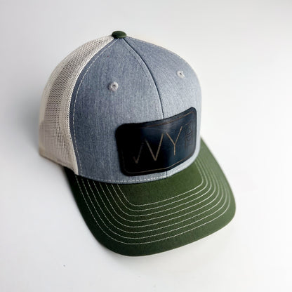 WY Trucker Hat | Olive Green + Navy Patch