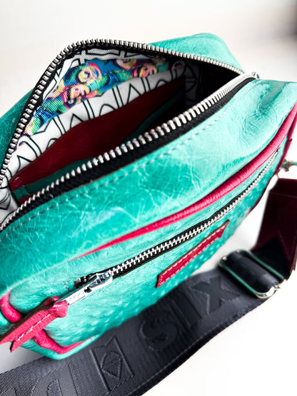 Arena Tradition Collection | Maeve Crossbody | Cactus Ostrich + Wildrose