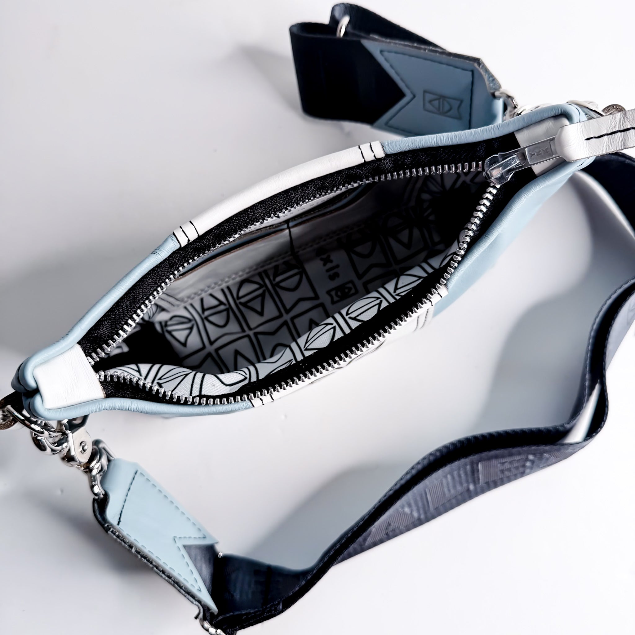 East High School Collection | Penelope Crossbody | Baby Blue + Black